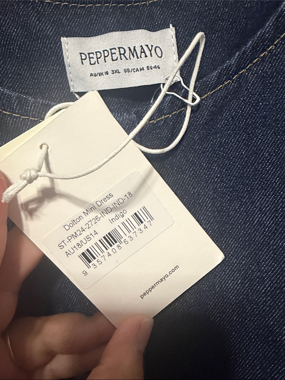 Peppermayo Folton índigo mini denim dress size 14 - Picture 3 of 6
